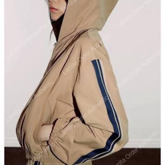 Zara Women's Hooded Jacket With Side Strips Camel Color NWT - Picture 5 of 5